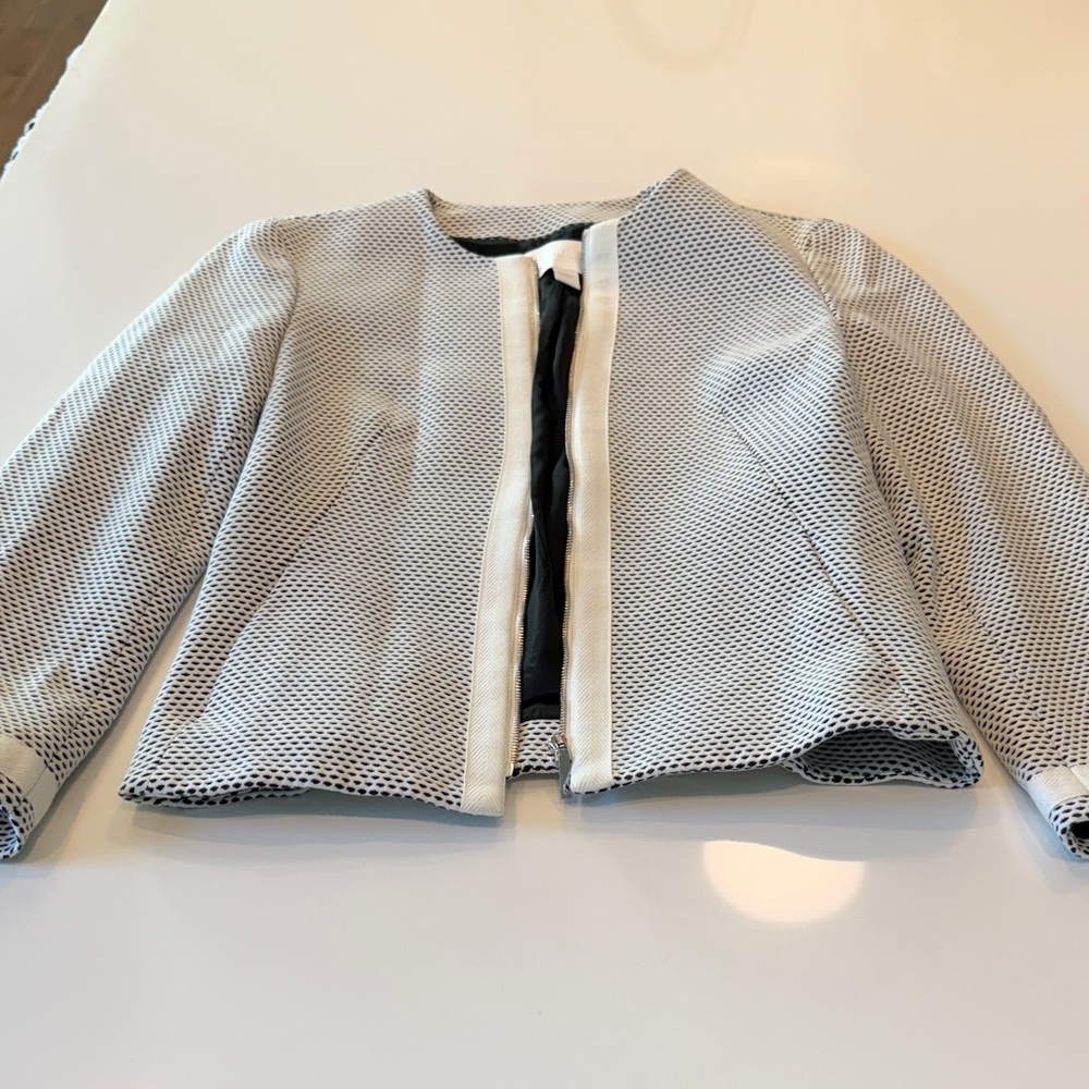 Women's White and Black Mesh Jacket